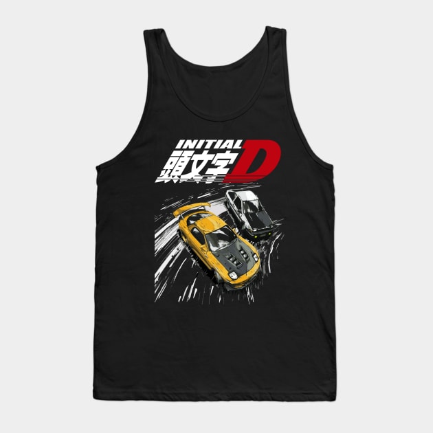 intial D - tendem mountain drift RX7 vs AE86 Tank Top by cowtown_cowboy